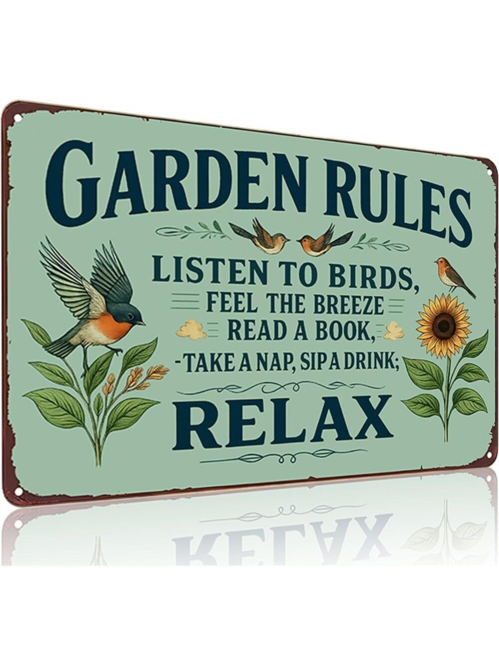 Vintage Garden Rules Metal Sign | Outdoor Patio Decor | She Shed & Yard Art 8x12
